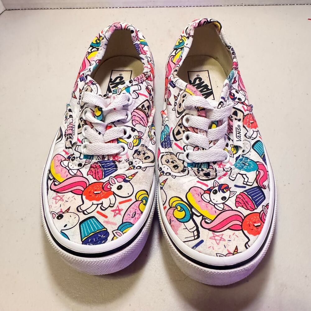 Vans Colorful Unicorn and Cupcake pattern pre-owned sz 1 youth #unicorn